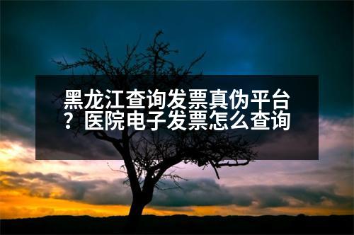 黑龍江查詢發(fā)票真?zhèn)纹脚_？醫(yī)院電子發(fā)票怎么查詢