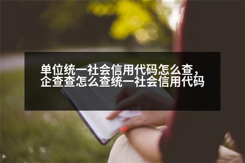 單位統(tǒng)一社會信用代碼怎么查，企查查怎么查統(tǒng)一社會信用代碼