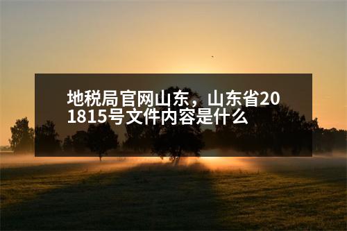 地稅局官網(wǎng)山東，山東省201815號(hào)文件內(nèi)容是什么