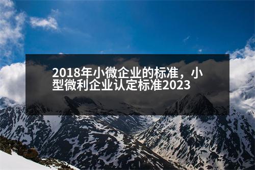 2018年小微企業(yè)的標(biāo)準(zhǔn)，小型微利企業(yè)認(rèn)定標(biāo)準(zhǔn)2023