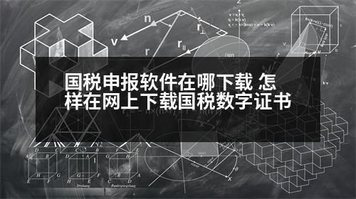 國(guó)稅申報(bào)軟件在哪下載 怎樣在網(wǎng)上下載國(guó)稅數(shù)字證書(shū)